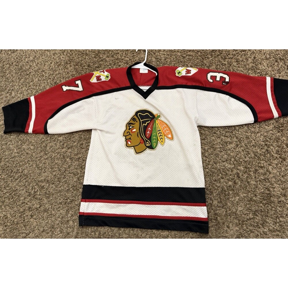 Vintage 70’s Contak Chicago Blackhawks NHL #37 O’Shea Hockey Jersey Adult Small